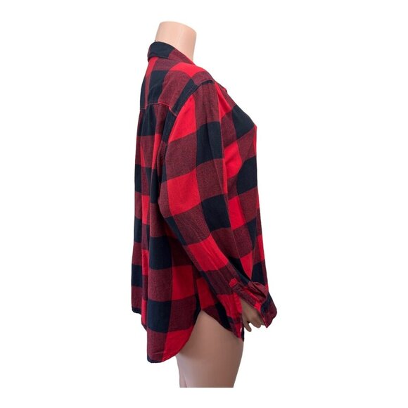 Old Navy Classic Red-Black Buffalo Plaid Button Down Flannal Shirt  Women SZ XXL - Picture 9 of 15